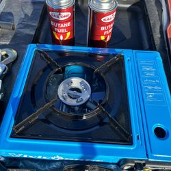 New Butane Portable Gas Stove w/ 2 Gas Cartridges & Carrying Case