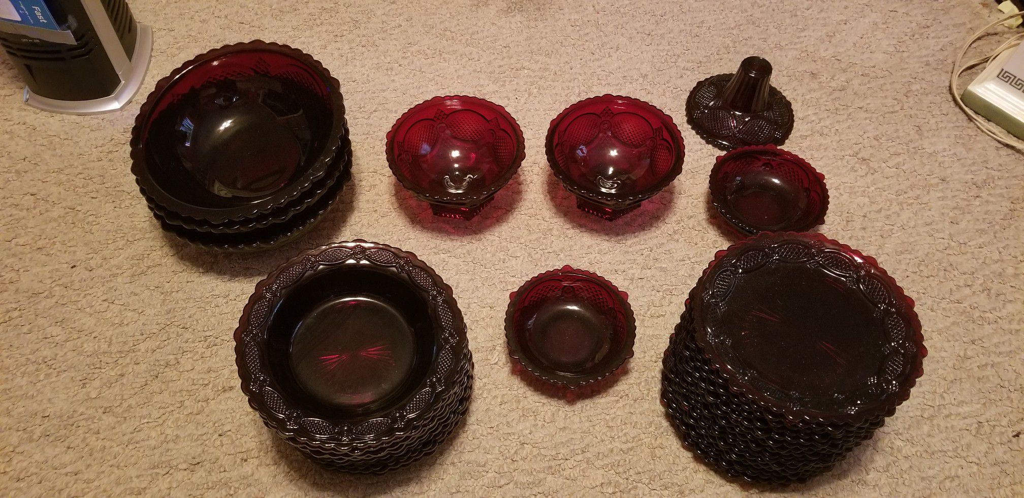Set of 34 Piece Avon Cape Cod Ruby Red Dishware Set