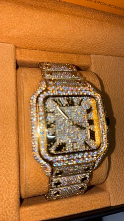 18k gold plated moissanite watch carti style