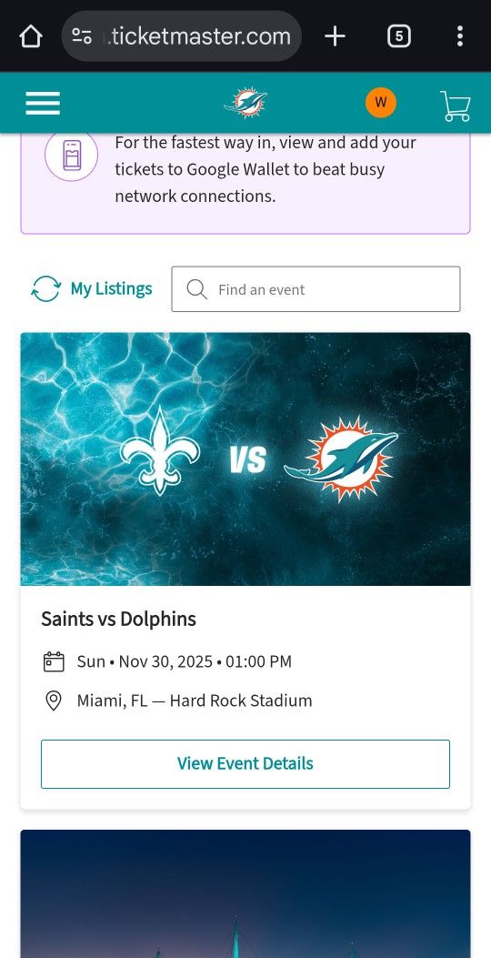 Saints Vs Dolphins 2 Or 4 Tix & Parking