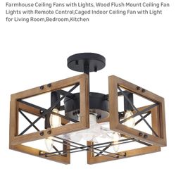 Farmhouse Ceiling Fan with Lights Mount Ceiling Fan Lights with Remote Control