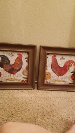 Pair of rooster/chicken pictures
