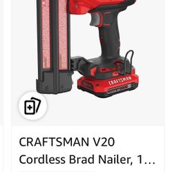 CRAFTSMAN V20 Cordless Brad Nailer, 18 Gauge Nail Gun, with 4.0 AH Battery and Charger