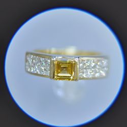 2.10 CTW Yellow Diamond and White Diamond Ring 