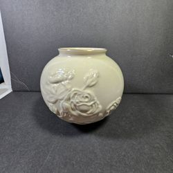 Lenox Forever Roses Limited Edition 1995 Round  Rose Vase Fine Ivory China