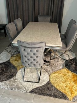Dining/Kitchen Set - Tuft Grey Chairs - Same Day Delivery 🚚