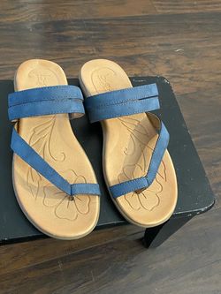 Born Blue Leather Thong Sandals