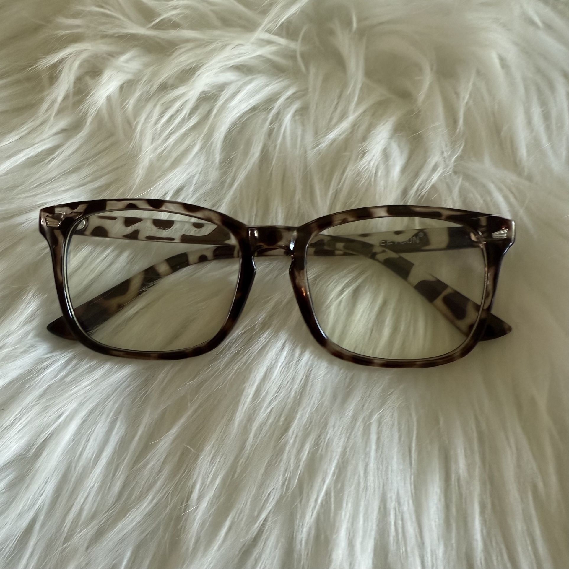 Blue Light Blocking Glasses with a leopard print frame, womens