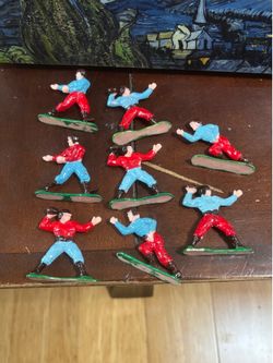 1950's  aprox. Set of 8 Figures  Football Figures cake topper