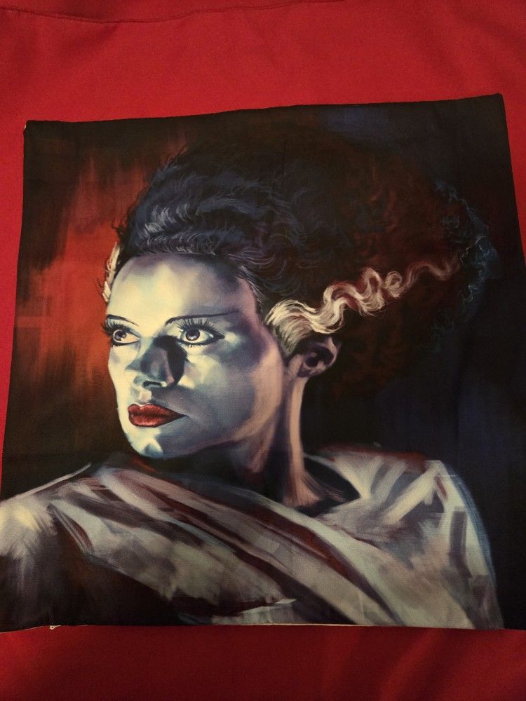 17" By 17" The Bride Of Frankenstin Pillow Case