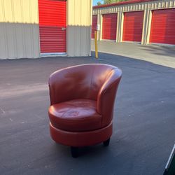 Red Leather Swivel Couch 