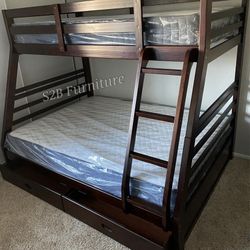 Twin Full Expresso Bunkbed With Mattress Included !!