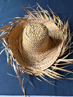 Vintage Woven Straw Lifeguard Hat Scarecrow Farmer Halloween