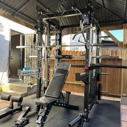 Smith Machine 400 | Adjustable Bench | 245lb Cast Iron Olympic Weights | 7ft Olympic Bar | Fitness | Gym Equipment | FREE DELIVERY/INSTALLATION 🚚 🛠️
