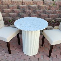 Round Dining Table  Stone Top  28" With 2 Chairs 