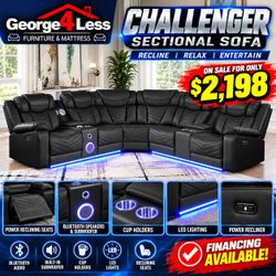 Challenger Black Reclining Sectional Sofa