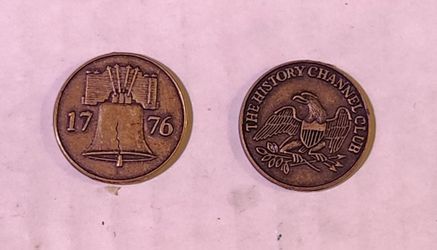Lot of 2 THE  HISTORY  CHANNEL  CLUB  1776 … USA ~ Liberty  Bell ~ Eagle Coins