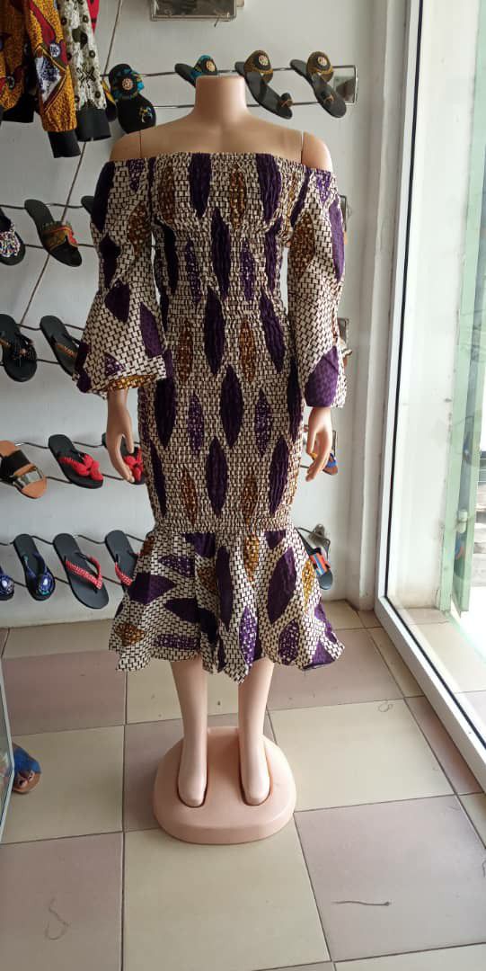 African print stretch or elastic dress - size 6 to 10