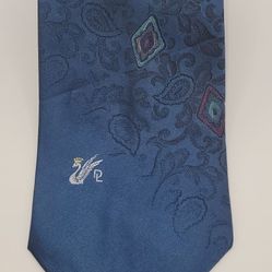 55x4 Don Loper Bevery Hills Silk / Polyester Necktie Paisley Diamond Swan Pattern