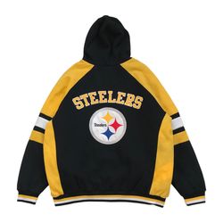 PITTSBURGH STEELERS HOODIE JACKET 3XL XXXL BOMBER LETTERMAN VARSITY FULL ZIP Y2K
