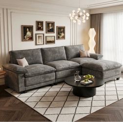 Gray Chenille L shape sofa (NEW)