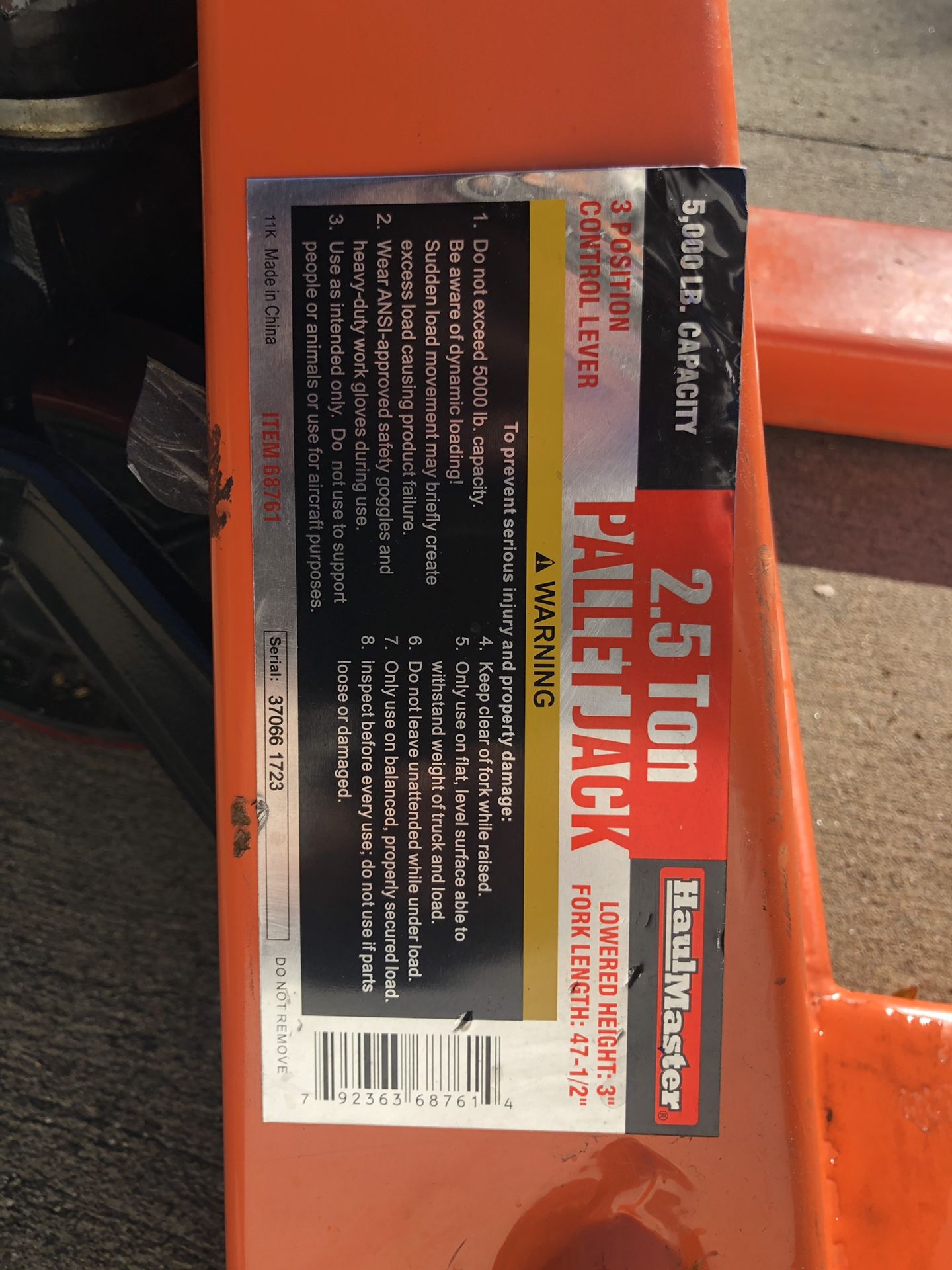5000 lb 2.5 ton Haul master Pallet Jack for Sale in Hacienda Heights