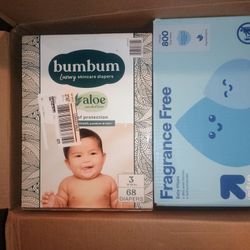 Brand New Box Of Diapers And Wipes 