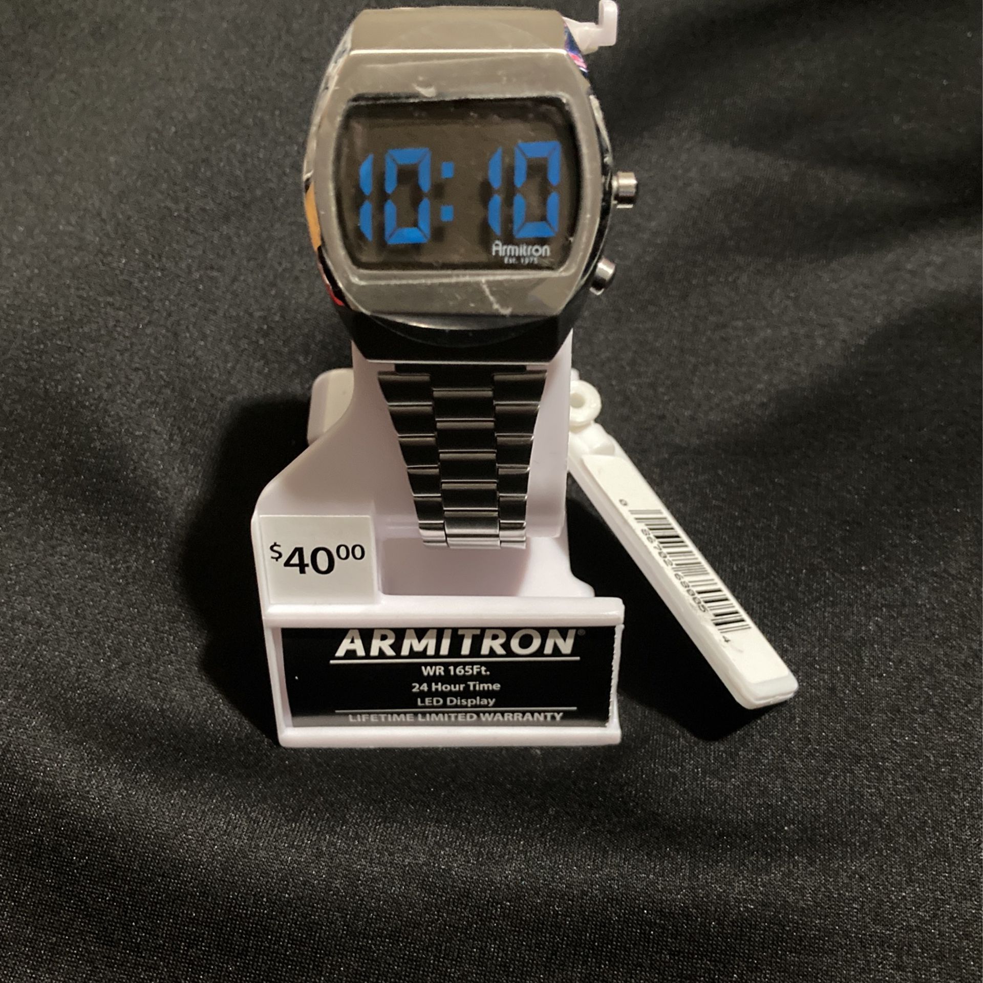 Armitron 24 Hour Time LED Display Silver Wristwatch 