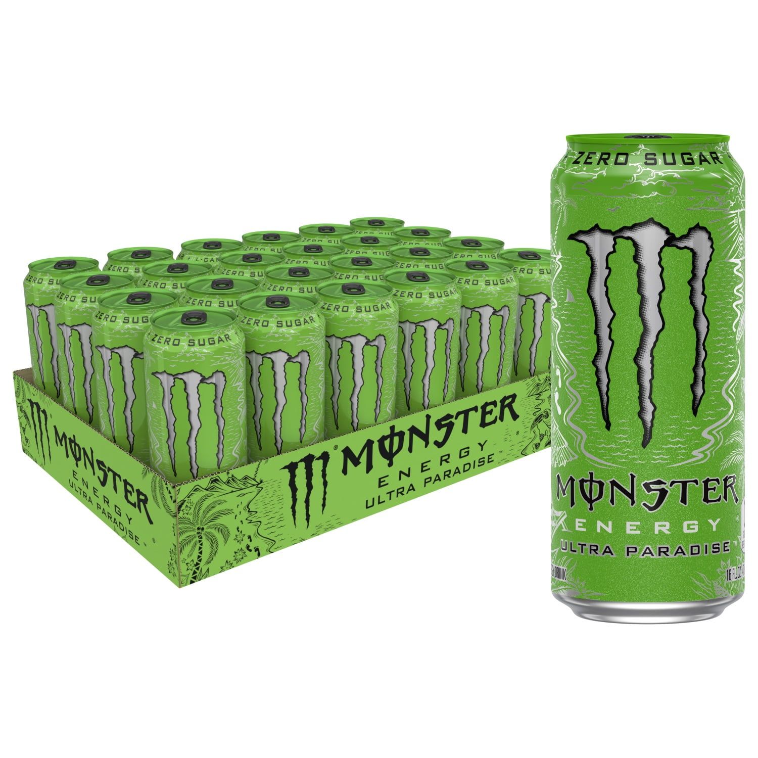 (24 cans) Monster Ultra Paradise, Sugar Free Energy Drink, 16 fl oz