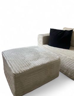 Cream Corduroy  Ottoman