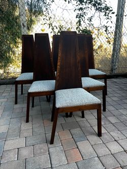 Vintage - 12 Dining Chairs - Hand Made in Morocco 1960 - Restored and new upholstery - Mission Oak