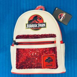 Loungefly Jurassic Park Red Sequin Mini Backpack
