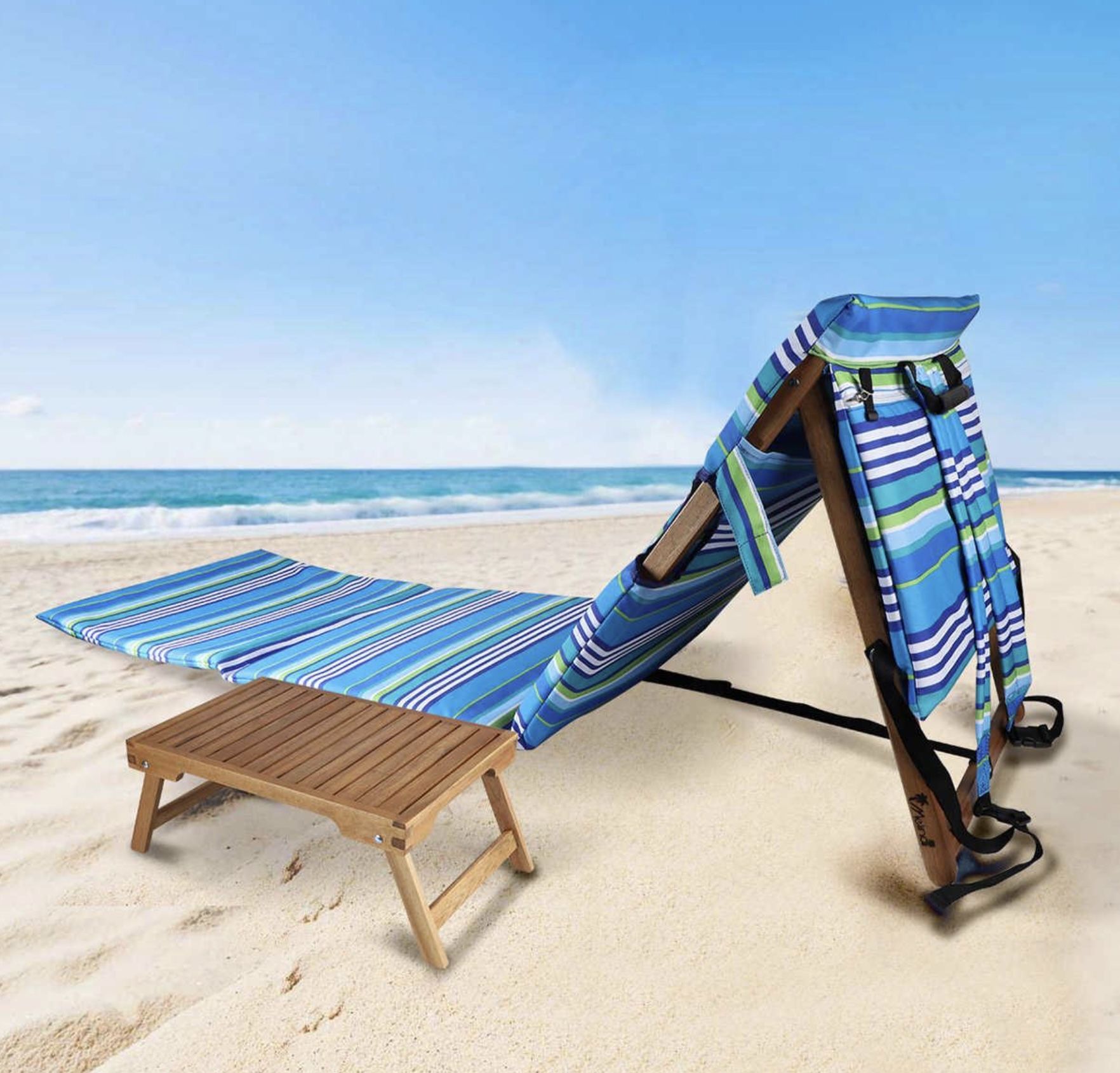 Brand New ( Sealed ) Melino Beach Lounger with Tray Table
