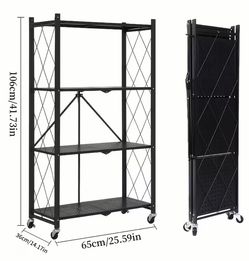 4 Tier Rolling, Foldable Storage Rack