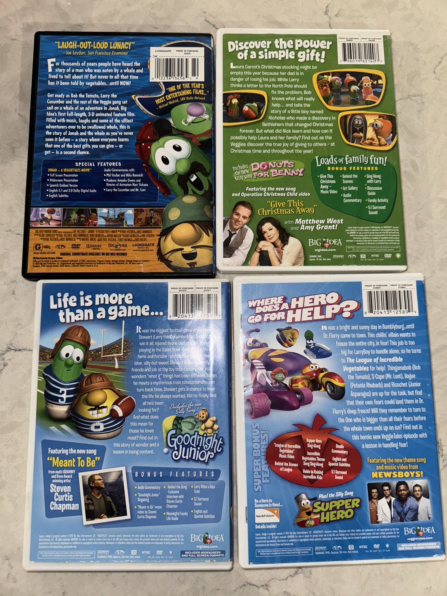 Bundle of FOUR VeggieTales DVDs: Jonah, Saint Nicholas and More