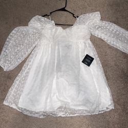 Off Shoulder White Baby Doll Dress 