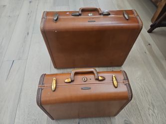 Vintage Shwayder Bros. Samsonite Hard-Shell Luggage Set – Tan – Clean Interior – 1950s/60s