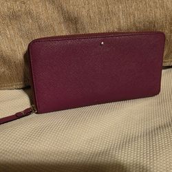 Kate Spade Burgundy Leather Zip Around Wallet 