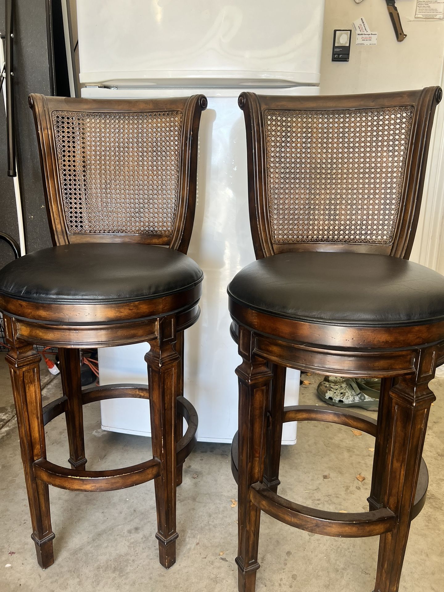 Pair Of Wood Swivel Barstools