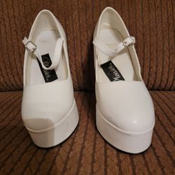 White Chunky Heels