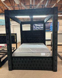 New black color queen size canopy bed frame only special