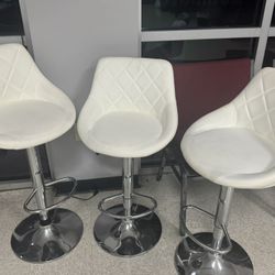 3 White Bar Stools $75