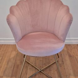 Pink Velvet Barrel Chair w/ Tufted Back