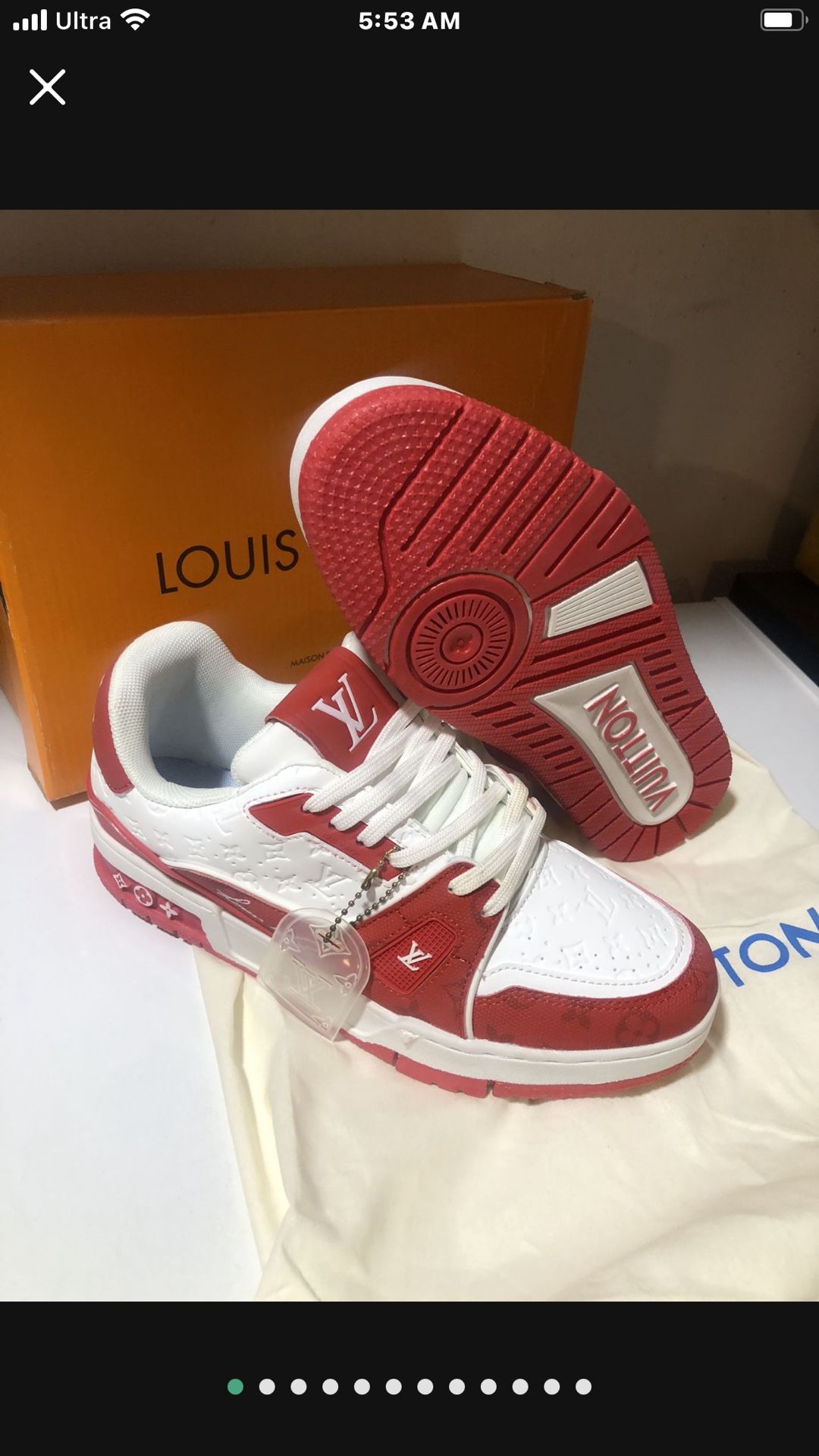 Red And White Trainers Sneakers 7,
