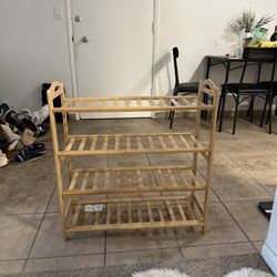 Bamboo wood 16 Pair Shoe Rack