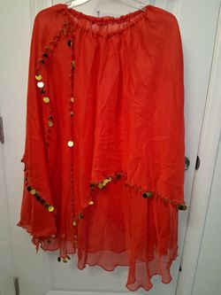 Red/Gold Skirt for Belly Dancing from Brazil