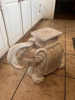 Large  foot tall ceramic plant stand elephant