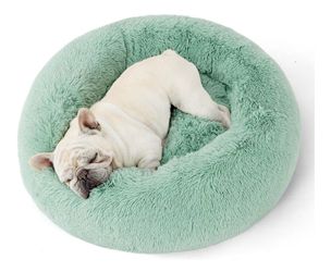 Bedsure Calming Dog Bed Medium Size Dog Donut Washable Pet Bed,30ins Apple Green