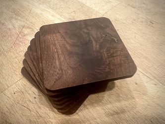 Handmade 6 + 1 Lucky #7 Walnut Coaster Set