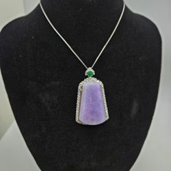 Natural Burmese Jadeite Pendant- #Lavender